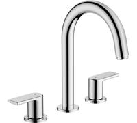 hansgrohe Vernis Shape Mezclador de lavabo de 3 agujeros con juego de desagüe, proyección de 166 mm, 71563000, Color: cromado
