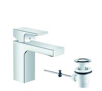 hansgrohe Vernis Shape mezclador monomando de lavabo 100 con juego de desagüe, proyección de 110 mm, 71561000, Color: cromado