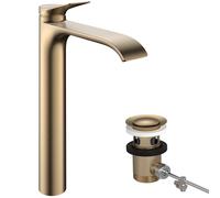 hansgrohe Vivenis, grifería de lavabo 250 CoolStart para lavabos sobre encimera con juego de desagüe, 75044140, Color: Bronce cepillado