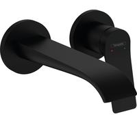 hansgrohe Vivenis grifería de lavabo modelo empotrado para montaje en pared, alcance 195 mm, 75050670, Color: negro mate
