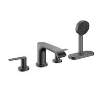 hansgrohe Vivenis Grifería para borde de bañera de 4 orificios con caja para manguera (sBox), 75444340, Color: Cromo negro cepillado