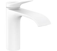 hansgrohe Vivenis - grifo lavabo sin desagüe, ahorro de energía (CoolStart), grifo monomando lavabo 110 mm, mezclador monomando lavabo ahorro de agua (EcoSmart), blanco mate, 75024700