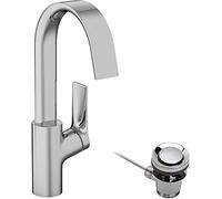 Hansgrohe Vivenis, mezclador monomando de lavabo 210 con caÃ±o giratorio y desag&uumle automÃ¡tico, 139 mm de proyecciÃ³n, 75030, Color: cromado - 75030000