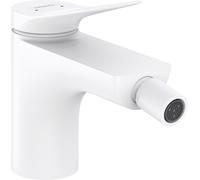 hansgrohe Vivenis, mezclador monomando para bidé con juego de desagüe, proyección de 130 mm, 75200700, Color: blanco mate