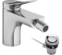 hansgrohe Vivenis, mezclador monomando para bidé con juego de desagüe, proyección de 130 mm, 75200000, Color: cromado