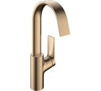 hansgrohe Vivenis Mezclador monomando de lavabo 210, caño giratorio, sin desagüe automático, alcance 139 mm, 75032140, Color: Bronce cepillado
