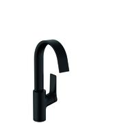 hansgrohe Vivenis, mezclador monomando de lavabo 210 con caño giratorio y juego de desagüe, 139 mm de proyección, 75030670, Color: Negro Mate