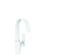 hansgrohe Vivenis, mezclador monomando de lavabo 210 con caño giratorio y juego de desagüe, 139 mm de proyección, 75030700, Color: blanco mate