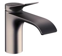 hansgrohe Vivenis 75012340 - Grifo de lavabo sin desagüe, grifo de baño con caño altura 80 mm, ahorro de agua (EcoSmart), color negro cepillado
