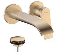 hansgrohe Vivenis Mezclador monomando de lavabo empotrado para montaje en pared con caño 19,5 cm, 75050140, Color: Bronce cepillado