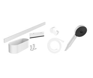 hansgrohe WallStoris Bundle set completo ducha 105 3 tipos de chorro Activación ahorro de agua, barra de ducha 70 cm y set de accesorios, 24291700, Color: blanco mate