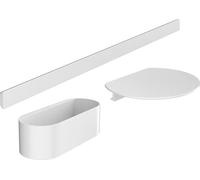 hansgrohe WallStoris - set de accesorios para bañera, set de accesorios baño sin taladro 3 piezas, barra mural, repisa baño, cesta baño, accesorios baño, blanco mate, 27966700