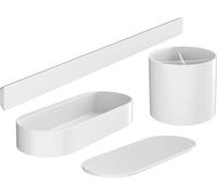 hansgrohe WallStoris - set de accesorios para cuarto de baño, set de accesorios baño sin taladro, 4 piezas, barra mural, cesta baño con tapa, portacepillos, accesorios baño, blanco mate, 27968700