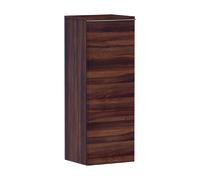 hansgrohe Xelu Q armario de media altura, 400x350, 1 puerta, tope de puerta a la derecha, 2 estantes de cristal, 54134000, Color: Mueble Nogal Oscuro/Mando Cromo