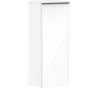 hansgrohe Xelu Q armario de media altura, 400x350, 1 puerta, tope de puerta a la derecha, 2 estantes de cristal, 54131670, Color: Mueble Blanco Alto Brillo/Manejo Negro Mate