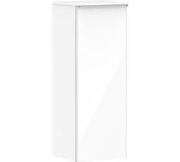 hansgrohe Xelu Q armario de media altura, 400x350, 1 puerta, tope de puerta a la izquierda, 2 baldas de cristal, 54127000, Color: Mueble Blanco Alto Brillo / Tirador Cromado