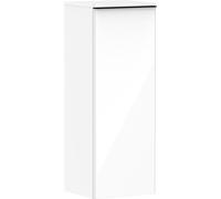 Hansgrohe Xelu Q Armario de Media Altura, 400x350, 1 Puerta, Tope de Puerta a la Izquierda, 2 baldas de Cristal, 541, Color: Mueble Blanco Alto Brillo/Manejo Negro Mate