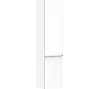 hansgrohe Xelu Q armario de media altura, 400x350x1650, 2 puertas, tope de puerta a la derecha, 3 estantes de cristal, 54139000, Color: Mueble Blanco Alto Brillo / Tirador Cromado