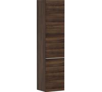 hansgrohe Xelu Q armario de media altura, 400x350x1650, 2 puertas, tope de puerta a la derecha, 3 estantes de cristal, 54142700, Color: Mueble Nogal Oscuro/Blanco Mate Tirador