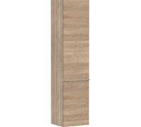 hansgrohe Xelu Q armario de media altura, 400x350x1650, 2 puertas, tope de puerta a la izquierda, 3 estantes de cristal, 54137000, Color: Mueble roble natural/mango cromado