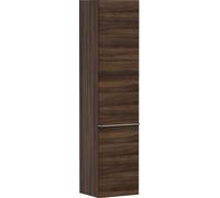 hansgrohe Xelu Q armario de media altura, 400x350x1650, 2 puertas, tope de puerta a la izquierda, 3 estantes de cristal, 54138000, Color: Mueble Nogal Oscuro/Mando Cromo