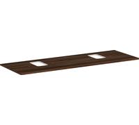 hansgrohe Xelu Q consola con 2 recortes, 1560x550, para lavabo sobre encimera, con orificio para grifo, 54126630, Color: Nogal Oscuro