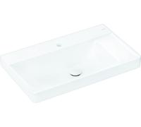 hansgrohe Xelu Q lavabo con repisa a la derecha, sin agujero para grifería, sin rebosadero, con juego de desagüe, 800x480mm, blanco, 61024450, Color: Blanco/con orificio para grifo