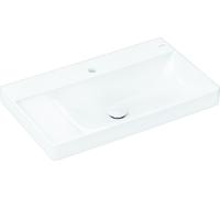 hansgrohe Xelu Q lavabo con repisa a la izquierda, sin agujero para grifo, sin rebosadero, con juego de desagüe, 800x480mm, blanco, 61030450, Color: Blanco/con orificio para grifo
