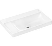hansgrohe Xelu Q lavabo sobre encimera, repisa izquierda, sin rebosadero, 800x480mm, SmartClean, pulido, con juego de desagüe, 61035450, Versión: sin orificio para el grifo