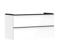 hansgrohe Xelu Q mueble bajo lavabo, 1180x475, 2 cajones, para lavabo, 54035670, Color: Mueble Blanco Alto Brillo/Manejo Negro Mate