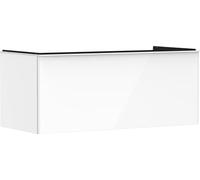 Hansgrohe Xelu Q Mueble bajo Lavabo, 1180x550, 1 cajón, para Consolas con Lavabo sobre encimera, Pulido, 5406; Color: Mueble Blanco Alto Brillo/Asa Blanco Mate
