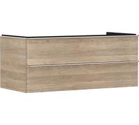 Hansgrohe Xelu Q Mueble bajo Lavabo, 1180x550, 2 cajones, para Consolas con Lavabo sobre encimera, 5408, Color: Mueble Roble Natural/Mango Cromado