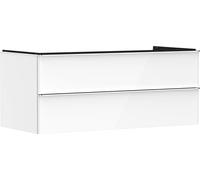 Hansgrohe Xelu Q Mueble bajo Lavabo, 1180x550, 2 cajones, para Consolas con Lavabo sobre encimera, 5408, Color: Mueble Blanco Alto Brillo/Tirador Cromado