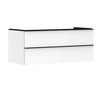 hansgrohe Xelu Q mueble bajo lavabo, 1180x550, 2 cajones, para consolas con lavabo sobre encimera, 54082670, Color: Mueble Blanco Alto Brillo/Manejo Negro Mate