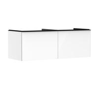 hansgrohe Xelu Q mueble bajo lavabo, 1360x550, 2 cajones, para consolas con lavabo sobre encimera, pulido, 54066670, Color: Mueble Blanco Alto Brillo/Manejo Negro Mate