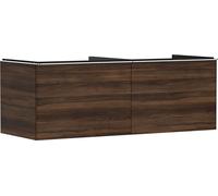 Hansgrohe Xelu Q Mueble bajo Lavabo, 1360x550, 2 cajones, para Consolas con Lavabo sobre encimera, Pulido, 5406, Color: Mueble Nogal Oscuro/Mando Cromo
