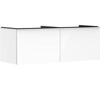 Hansgrohe Xelu Q Mueble bajo Lavabo, 1360x550, 2 cajones, para Consolas con Lavabo sobre encimera, Pulido, 5406, Color: Mueble Blanco Alto Brillo/Tirador Cromado