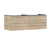 hansgrohe Xelu Q mueble bajo lavabo, 1360x550, 4 cajones, para consolas con lavabo sobre encimera, sin recorte de sifón, 54088700, Color: Mueble Roble Nature/Mate Tirador Blanco