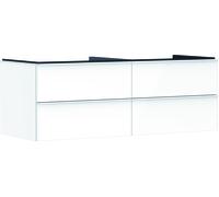 hansgrohe Xelu Q mueble bajo lavabo, 1360x550, 4 cajones, para consolas con lavabo sobre encimera, sin recorte de sifón, 54086700, Color: Mueble Blanco Alto Brillo/Asa Blanco Mate