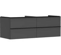 hansgrohe Xelu Q mueble bajo lavabo, 1360x550, 4 cajones, para consolas con lavabo sobre encimera, sin recorte de sifón, 54087670, Color: Mueble Gris Diamante Mate/Negro Mate Mango