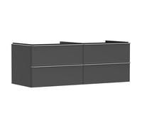 hansgrohe Xelu Q mueble bajo lavabo, 1360x550, 4 cajones, para consolas con lavabo sobre encimera, sin recorte de sifón, 54087000, Color: Mueble Gris Diamante Mate/Mango Cromo