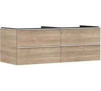 Hansgrohe Xelu Q Mueble bajo Lavabo, 1360x550, 4 cajones, para Consolas con Lavabo sobre encimera, sin Recorte de sifón 5408, Color: Mueble Roble Nature/Mate Tirador Blanco