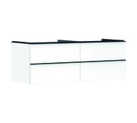 hansgrohe Xelu Q mueble bajo lavabo, 1360x550, 4 cajones, para consolas con lavabo sobre encimera, sin recorte de sifón, 54086670, Color: Mueble Blanco Alto Brillo/Manejo Negro Mate