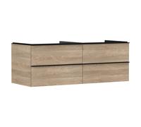 hansgrohe Xelu Q mueble bajo lavabo, 1360x550, 4 cajones, para consolas con lavabo sobre encimera, sin recorte de sifón, 54088670, Color: Mueble Roble Natural/Mate Mango Negro
