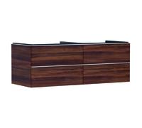 hansgrohe Xelu Q mueble bajo lavabo, 1360x550, 4 cajones, para consolas con lavabo sobre encimera, sin recorte de sifón, 54089700, Color: Mueble Nogal Oscuro/Blanco Mate Tirador