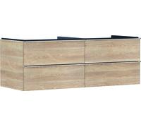 hansgrohe Xelu Q mueble bajo lavabo, 1360x550, 4 cajones, para consolas con lavabo sobre encimera, sin recorte de sifón, 54088000, Color: Mueble roble natural/mango cromado