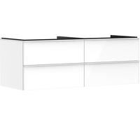 Hansgrohe Xelu Q Mueble bajo Lavabo, 1360x550, 4 cajones, para Consolas con Lavabo sobre encimera, sin Recorte de sifón 5408, Color: Mueble Blanco Alto Brillo/Asa Blanco Mate