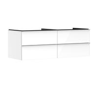hansgrohe Xelu Q mueble bajo lavabo, 1360x550, 4 cajones, para consolas con lavabo sobre encimera, sin recorte de sifón, 54086000, Color: Mueble Blanco Alto Brillo / Tirador Cromado