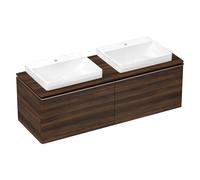 hansgrohe Xelu Q mueble bajo lavabo, 1560x550, 2 cajones, para consolas con lavabo sobre encimera, pulido, 54073000, Color: Mueble Nogal Oscuro/Mando Cromo
