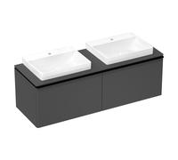 hansgrohe Xelu Q mueble bajo lavabo, 1560x550, 2 cajones, para consolas con lavabo sobre encimera, pulido, 54071670, Color: Mueble Gris Diamante Mate/Negro Mate Mango